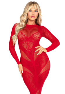 Сукня Leg Avenue Lace and Net Bodycon Gown One Size, Red - фото
