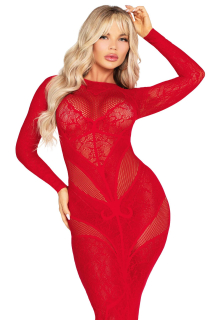 Сукня Leg Avenue Lace and Net Bodycon Gown One Size, Red - - фото №5