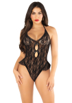 Боді Leg Avenue Lace Floral Lace Halter Teddy with Flutter Accent One Size, Black Боді Leg Avenue Lace Floral Lace Halter Teddy with Flutter Accent One Size, Black - фото №1