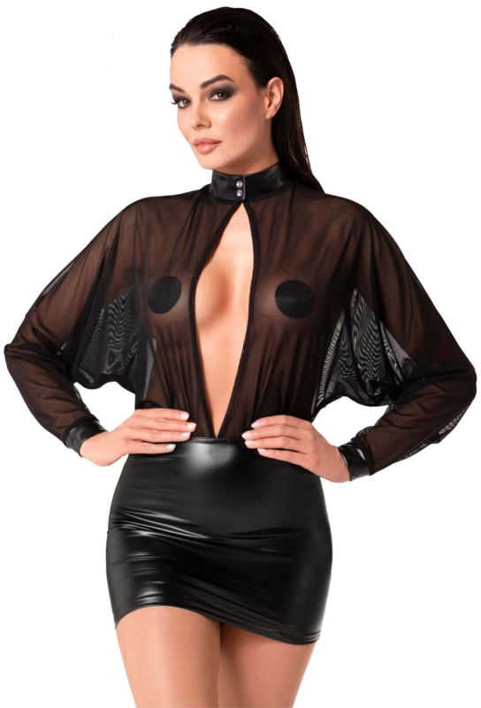 Сукня Noir Handmade F348 Powerwetlook and tulle dress - 4XL - фото