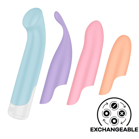 Набір 4-в-1 Satisfyer Playful Four, вібратор та 4 насадки, 12 режимів - фото
