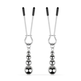 Затискачі для сосків Bedroom Fantasies: Nipple Clamps with Beaded Chain - Silver - - фото №3