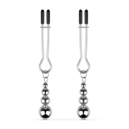 Затискачі для сосків Bedroom Fantasies: Nipple Clamps with Beaded Chain - Silver - фото