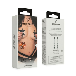 Затискачі для сосків Bedroom Fantasies: Nipple Clamps with Beaded Chain - Silver - - фото №7