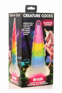 Фентезійний фалоімітатор Creature Cocks Luminescent Rainbow Silicone Dildo - - фото №4