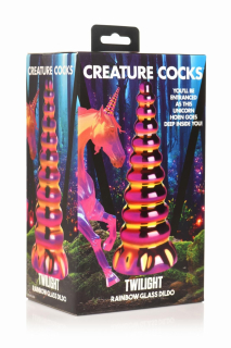 Фентезійний фалоімітатор Creature Cocks Twilight Rainbow Glass Dildo - - фото №4
