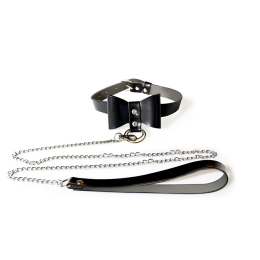 Чокер з повідцем Art of Sex - Butterfly чорний, екошкіра - фото