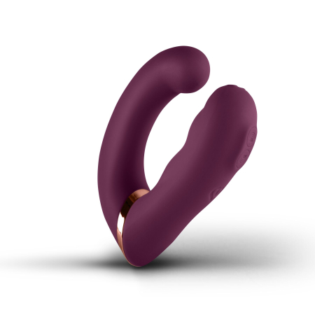 Подвійний вібратор Rocks Off Gemini Burgundy, 2 мотори, по 10 режимів, змінне положення ручки - фото