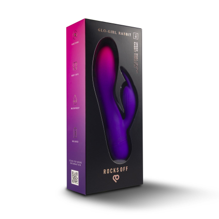 Вібратор-кролик Rocks Off Glo Girl – Rabbit, 2 мотори, 10 режимів, на батарейках - фото №6