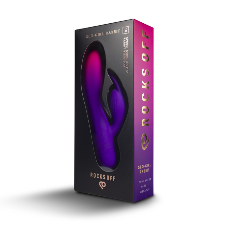 Вібратор-кролик Rocks Off Glo Girl – Rabbit, 2 мотори, 10 режимів, на батарейках - фото №7