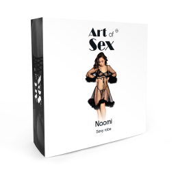 Прозорий халатик з пір'ям Art of Sex Naomi чорний XS-M - №3