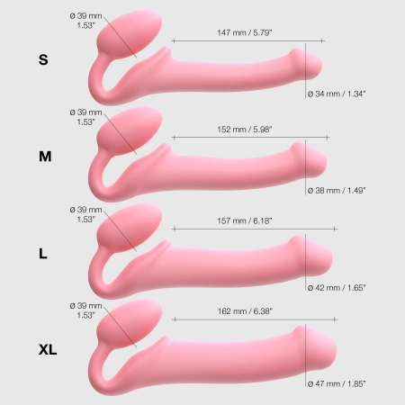 Безремінний страпон Strap-On-Me Rose L, повністю регульований, діаметр 3,7 см - фото №6