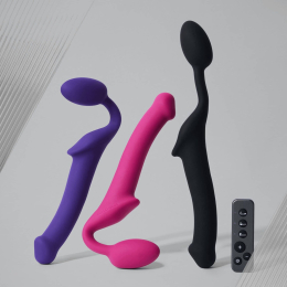 Безремінний страпон з вібрацією Strap-On-Me Vibrating Fuchsia M, діаметр 3,8 см, пульт ДК, регульований - - фото №9