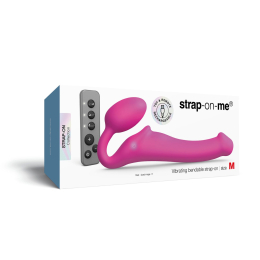 Безремінний страпон з вібрацією Strap-On-Me Vibrating Fuchsia M, діаметр 3,8 см, пульт ДК, регульований - - фото №6
