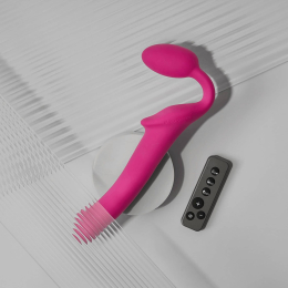 Безремінний страпон з вібрацією Strap-On-Me Vibrating Fuchsia M, діаметр 3,8 см, пульт ДК, регульований - - фото №2