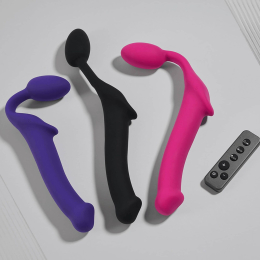 Безремінний страпон з вібрацією Strap-On-Me Vibrating Fuchsia M, діаметр 3,8 см, пульт ДК, регульований - - фото №8
