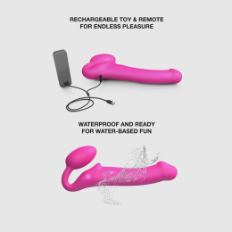 Безремінний страпон з вібрацією Strap-On-Me Vibrating Fuchsia XL, діам. 4,7см, пульт ДК, регульований - - фото №4