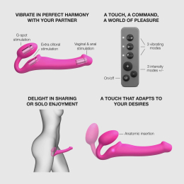 Безремінний страпон з вібрацією Strap-On-Me Vibrating Fuchsia XL, діам. 4,7см, пульт ДК, регульований - - фото №3