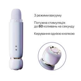 Вакуумний кліторальний стимулятор Zalo Lia Lavender Purple, 3 насадки, 3 режими, різна інтенсивність - №14