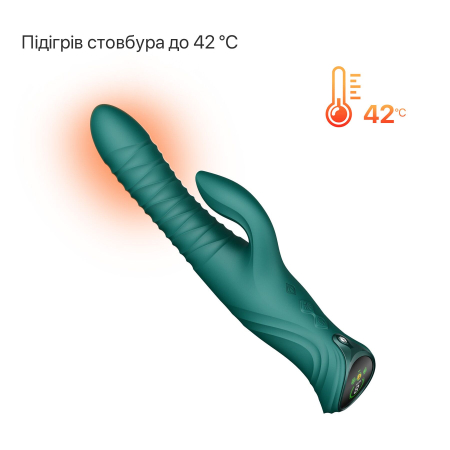 Смарт пульсатор-кролик з вібрацією Zalo Mose 2 Turquoise Green, підігрів до 42 °C, кристал Swarovski - фото №22