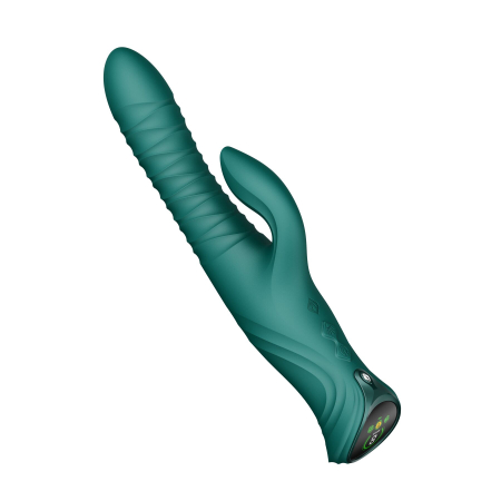 Смарт пульсатор-кролик з вібрацією Zalo Mose 2 Turquoise Green, підігрів до 42 °C, кристал Swarovski - фото №11