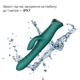 Смарт пульсатор-кролик з вібрацією Zalo Mose 2 Turquoise Green, підігрів до 42 °C, кристал Swarovski - №24