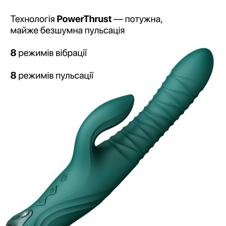 Смарт пульсатор-кролик з вібрацією Zalo Mose 2 Turquoise Green, підігрів до 42 °C, кристал Swarovski - фото №21