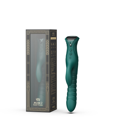 Смарт пульсатор-кролик з вібрацією Zalo Mose 2 Turquoise Green, підігрів до 42 °C, кристал Swarovski - фото №15