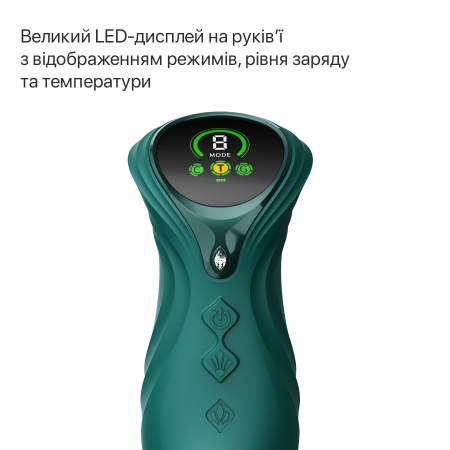 Смарт пульсатор-кролик з вібрацією Zalo Mose 2 Turquoise Green, підігрів до 42 °C, кристал Swarovski - фото №23