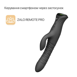 Смарт пульсатор-кролик з вібрацією Zalo Mose 2 Obsidian Black, підігрів до 42 °C, кристал Swarovski - №16