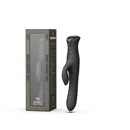 Смарт пульсатор-кролик з вібрацією Zalo Mose 2 Obsidian Black, підігрів до 42 °C, кристал Swarovski - фото №14