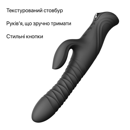 Смарт пульсатор-кролик з вібрацією Zalo Mose 2 Obsidian Black, підігрів до 42 °C, кристал Swarovski - фото №19
