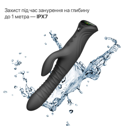 Смарт пульсатор-кролик з вібрацією Zalo Mose 2 Obsidian Black, підігрів до 42 °C, кристал Swarovski - №23