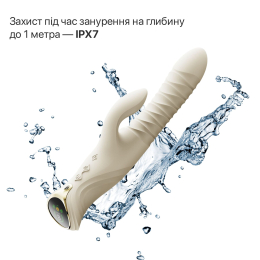 Смарт пульсатор-кролик з вібрацією Zalo Mose 2 Ivory White, підігрів до 42 °C, кристал Swarovski - №21
