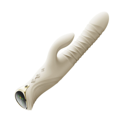 Смарт пульсатор-кролик з вібрацією Zalo Mose 2 Ivory White, підігрів до 42 °C, кристал Swarovski - - фото №11