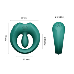 Ерекційне смарт-віброкільце Zalo Apis Turquoise Green, до 4 годин роботи, зарядний кейс - №27