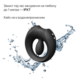 Ерекційне смарт-віброкільце Zalo Apis Obsidian Black, до 4 годин роботи, зарядний кейс - №31
