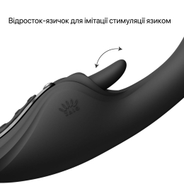 Смарт-вібратор Zalo Ares Obsidian Black, підігрів, 3 мотори, язичок для клітора, стимуляція точки G - №25