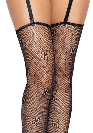 Панчохи Leg Avenue Daisy Dot Fishnet Stockings One Size Black - фото №4