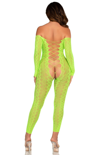 Бодістокінг Leg Avenue Crotchless Footless Lingerie Bodystocking One Size Neon Green - фото №2