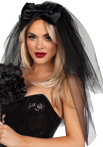 Фата нареченої Leg Avenue Tiered bridal veil O/S Black - фото №3