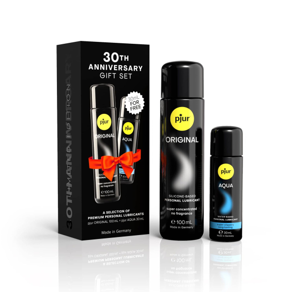 Ювілейний набір лубрикантів pjur 30th Anniversary Gift Set: Original 100 мл та Aqua 30 мл - фото
