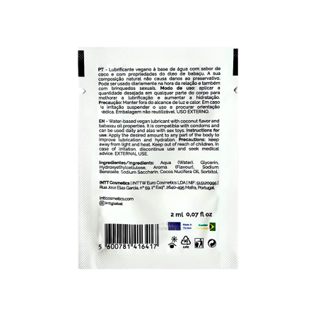 Пробник доглядального лубриканта Intt Coconut з кокосовою олією на водній основі (2 мл) - фото №2