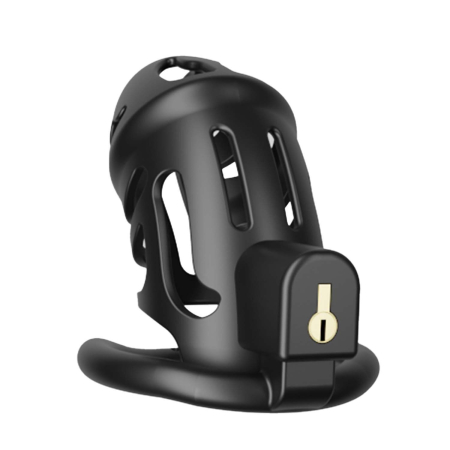 Клітка для пеніса LOCKINK SEVANDA Plastic Penis Chastity Cage, чорна, 3 кільця різних розмірів - фото №2