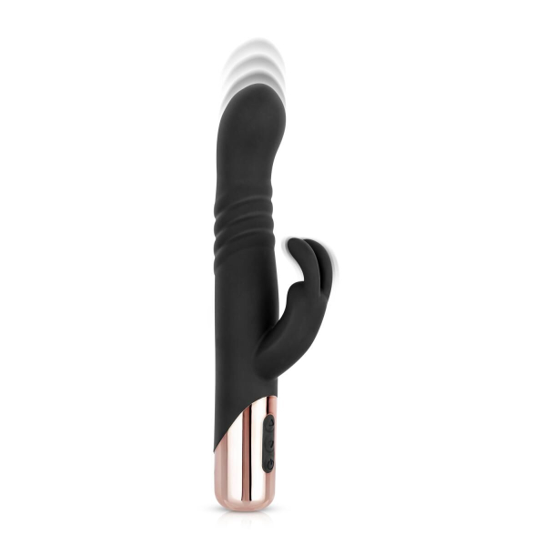 Вібратор-кролик Rosy Gold - Rabbit Vibrator with thrusting function - Black - фото