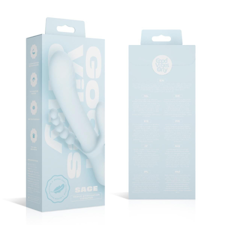 Вібратор-кролик Good Vibes Only - SAGE Triple Stimulation Vibe Soft Silicone - Blue - фото №9