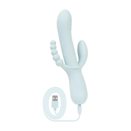 Вібратор-кролик Good Vibes Only - SAGE Triple Stimulation Vibe Soft Silicone - Blue - - фото №4