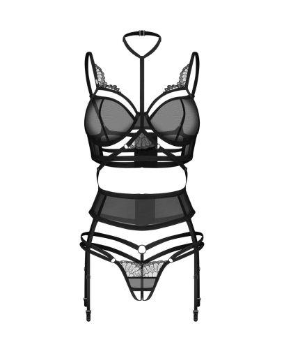 Комплект Obsessive Premisis Black 3-pcs crotchless set L/XL - фото №2