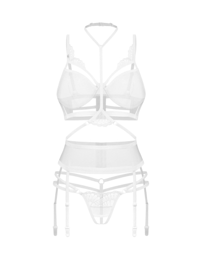 Комплект Obsessive Premisis White 3-pcs crotchless set L/XL - фото №2