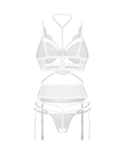 Комплект Obsessive Premisis White 3-pcs crotchless set L/XL - №3